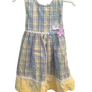 Blueberi Boulevard Pastel Plaid Dress embroidered Floral details 3T Y2K Easter